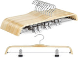 TOPIA HANGER Wooden Pants Hangers,Slim Natural Wood Skirt Hangers with Anti-Rust Hook and Adjustable V1258-DP02-F-233