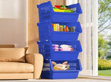 3 Piece Stackable Storage Baskets with Wheels Large ABS Plastic Kitchen Toy Organizer Bins 13x9x22 V1366-AZ2-W-24650