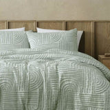 Ardor Kiewa Dusty Sage Textured Jacquard Aztec Quilt Cover Set Queen V442-INT-QUILTCS-KIEWA-DUSTYSAGE-QS
