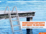 Removable Dock Ladder 5 Steps, 159 kg Load Capacity, Pontoon Boat Ladder with 4'' Wide Step & V952-MTXTCXSJFHXJDO516V0