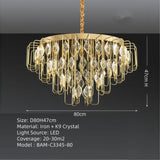 BAMDECOR C3345 Modern Luxury Crystal-leaf Chandelier LED Fashion Creativity Pendant Ceiling V255-BAM-C3345-80