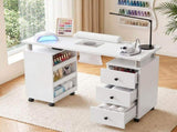 Artiss Manicure Table Nail Desk with Built-in Dust Collector Beauty Salon Station Drawers Shelves FUR-AD-MANICURE-2MOD-WH-AB