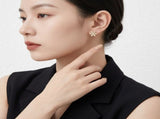Snowflake-Designed Moissanite Stud Earrings in 925 Silver with Double Gold Plating, Featuring 14 V1341-ZY-P8UQDAGA-MOISSANITE-PREMIUMS925