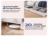 Artiss Queen Bed Frame with Storage Bookcase Headboard, USB & Type-C Ports & Drawers White WBED-F-BEDSIDE-WH-Q-ABC