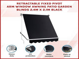 Retractable Fixed Pivot Arm Window Awning Patio Garden Blinds 2.4m x 2.1m Black V63-842711