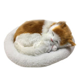 Realistic Sleeping Cat Toy Breathing Cat Stuffed Animal Doll with Mat Plush Toys for Children Home V1294-YM0714-10332431