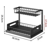 2-Tier White Storage Shelf Spice Rack for Kitchen Bathroom Drawer Organization V1188-MS-325-0798