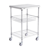 VEVOR Kitchen Utility Cart, 3 Tiers, Wire Rolling Cart with 213kg Capacity, Steel Service Cart on V952-LLCFTCCB20X24IGJ4V0