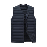 S Navy Blue Men's Lightweight Quilted Puffer Vest - Ideal Sleeveless Jacket for Winter Layering V888-ELOSUNG33576