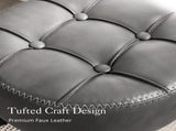Adjustable Vanity Stool, 360 Swivel Chair for Makeup Room, Gray Faux Leather Stool for Bathroom & V1258-DP02-C-1418