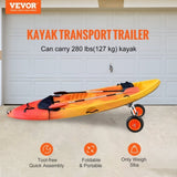 Adjustable Kayak Cart Canoe Boat Carrier 280lbs Load with 10'' Solid Tires V952-C280LBS10INCHASOUV0
