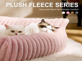 Luxurious Faux Rabbit Fur Plush Pet Sofa Bed with Bolster Sides, Removable Washable Cover and Deep V1341-ZY-9FNEFNJS-M-GREY