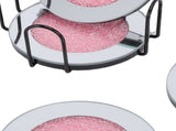 6pcs Glass Mirrored Coasters with Holder Round Drink Coasters for Coffee Table Kitchen Bar Home V1294-YM0901-3118250151411