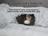 2-in-1 Dark Grey Tie-Dye Donut-Shaped Cat Tunnel Bed - Spacious 85cm Pet Play Tunnel & Lounger, V888-ELOSUNG42710