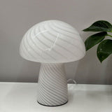 Dimmable Mushroom lamp,Glass Mushroom Bedside Table Lamp Small Nightstand Desk lamp Swirl Light for V1369-AZ3-W-26316