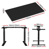 Artiss Standing Desk Motorised Dual Motor Black 120CM HASD-268-BKDF-BKDB-120