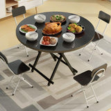 SOGA 2X Black Dining Table Portable Round Surface Space Saving Folding Desk Home Decor TABLERD723X2