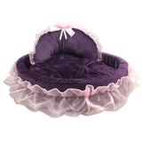 Princess Pet Bed with Bows Ruffled Lace Design Soft and Beautiful Dog Sofa Detachable Cushion V1370-AZ4-12857