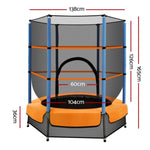 Everfit 4.5FT Trampoline for Kids w/ Enclosure Safety Net Rebounder Gift Orange TRAMPO-C-MINI45-OR