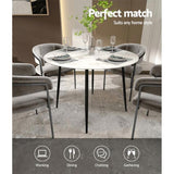 Artiss Dining Table Round Marble Effect 110CM DINING-B-MAR11075-GY-AB