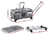i.Pet Pet Carrier Swivel Wheels Foldable Cat Dog Trolley Stroller Travel Bag Grey PET-CARRIER-WL60X38-GR