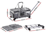 i.Pet Pet Carrier Swivel Wheels Foldable Cat Dog Trolley Stroller Travel Bag Grey PET-CARRIER-WL60X38-GR