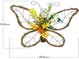 Butterfly Shaped Wreath with Pastel Berries and Floral Spring Artificial Wreaths for Front Door V1192-AZ-W-25907