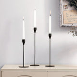 Set of 3 Matte Black Candle Holders for Taper Candles, Decorative Candlestick Holder for Wedding, V1192-AZ-W-31091