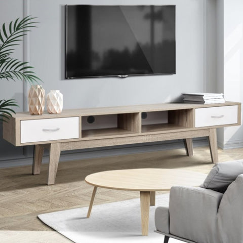 Artiss TV Cabinet Entertainment Unit 180cm Oak White Gary FURNI-G-TONI-TV180-AB