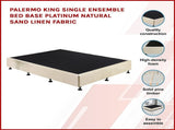 Palermo King Single Ensemble Bed Base Platinum Natural Sand Linen Fabric V63-823211