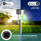 Colorful Outdoor Solar Garden Lights Stainless Steel LED Lights 12 pcs Wireless For V1188-MS-227-1548