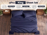 Giselle King 500TC Cotton 4Pcs Sheet Set with 40cm Extra Deep Pocket for Thick Mattresses Sateen SHEETSETS-TC5-NB-K