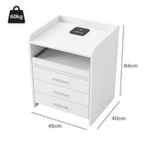 Levede Smart Bedside Table USB Wireless Charging Motion Sensor Light Nightstand NI1076-WH-AU