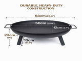 Outdoor Fire Pit 68cm Steel Fire Bowl Wood Burning Portable Heater Backyard Camping BBQ with Handles V324-FPIT580