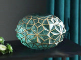 Outline in Gold Glass Vase Cute Green Flower Vase Hand Blow Sphere Vases for Bookshelf,Dinner V1192-AZ-W-10216