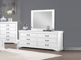 Dressing Chest with 6 Storage Drawers in Solid Wooden Mirror Metal Handles White Colour V43-DRS-SPNC-WH