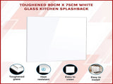 Toughened 90cm x 75cm White Glass Kitchen Splashback V63-828811