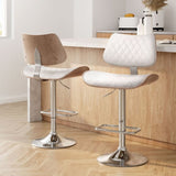 Artiss 2x Bar Stools Kitchen Dining Chairs Gas Lift Stool Wooden Leather White BA-TW-8095-WHX2