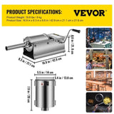 Manual Sausage Stuffer, 3 L / 7 LBS Horizontal Sausage Machine, Dual-Speed Meat Stuffer, Made of V952-GCJSDSPS3L0000001V0