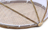 Covered Bamboo Serving Food Tent Basket Hand Woven Round Food Basket with Mesh Cover V1294-YM0715-10347243