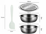 Home Salad Preparation Kit-Multifunctional Stainless Steel Vegetable Grater Bowl Set and Silicone V888-ELOSUNG56098-3
