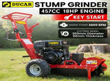Ducar Stump Grinder 457cc 18HP Petrol Engine with Key Start & Tungsten Carbide Teeth STG-GBS-150E-RD