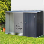 Giantz Garden Shed 2.49x1.04M Sheds Outdoor Tool Storage Workshop House Steel 2 in 1 SHED-LOG-245X98X148-AB