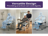 Equipmed Commode Shower Chair, Over Toilet or Bedside 136kg Capacity Aluminium frame with Wheels, V219-HELSBSEQCC4A