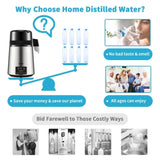 VEVOR 4L Water Distiller Distilled Water Maker 1 L/H w/ Timing Dual-Temp Silver V952-DSDW1LH4L220VO4CHV3