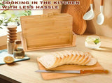 CARLA HOME Bamboo Cutting Board Set with Stand, 4 Pieces for Kitchen V178-36480