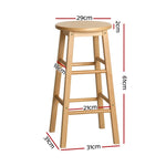 Artiss 2x Bar Stools Round Chairs Wooden Nature BA-G-7033-NTX2