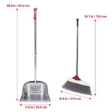 Dust Pan and Broom Set Silver Plastic 1Set 27x9In V1366-AZ2-W-21094