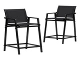 Gardeon 2PC Outdoor Bar Stools Steel Dining Chairs Patio Furniture Garden Black ODF-BA-TEX-BK-2X