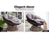 Gardeon Outdoor Chairs Outdoor Furniture Papasan Chair Wicker Patio Garden Brown ODF-PAPASAN-CH-BR